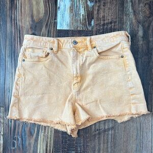 American Eagle Outfitters Orange Frayed Jean Shorts